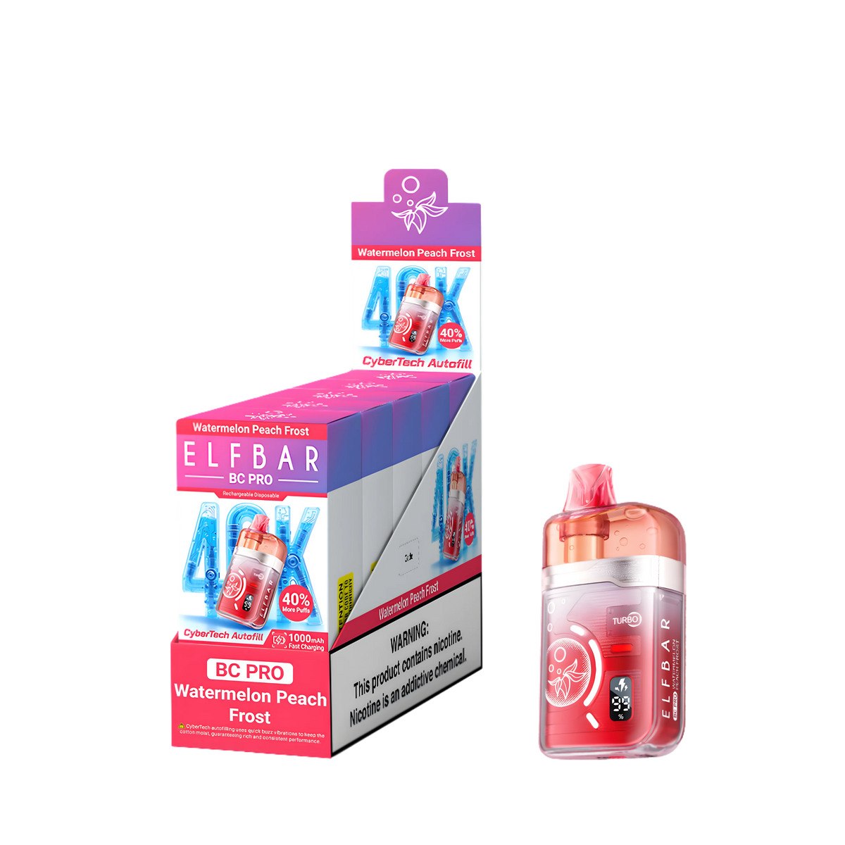 Elf Bar BC40000 Pro Watermelon Peach Frost 5% – külső doboz