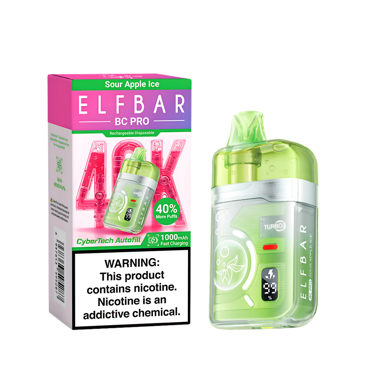 Elf Bar BC40000 Pro Sour Apple Ice 5% – termékkép