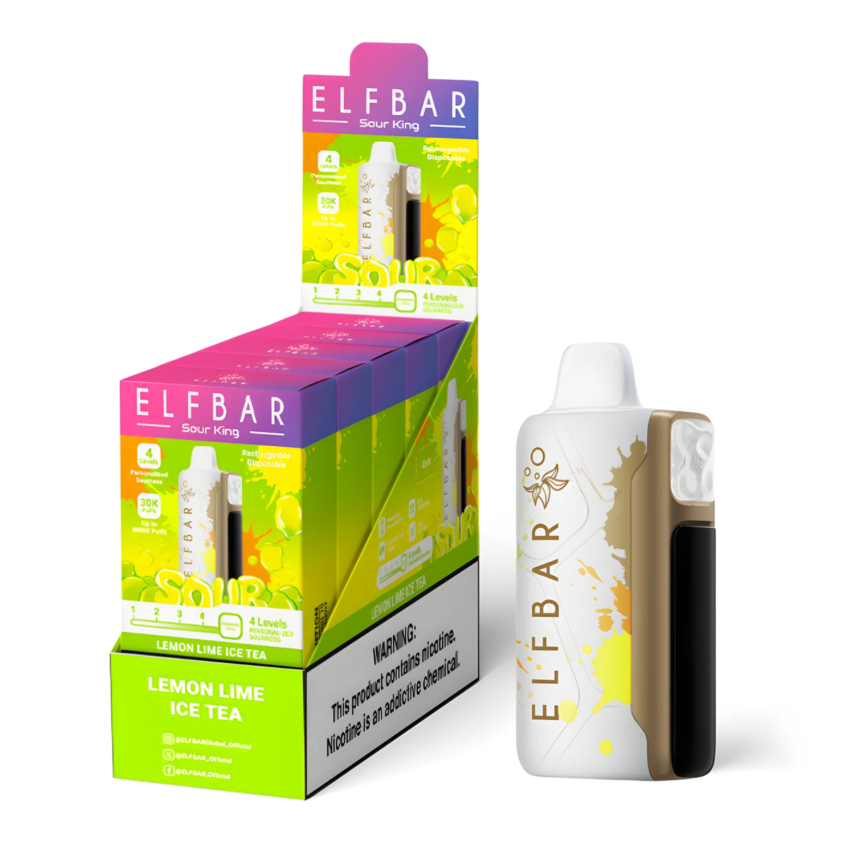 ELF BAR Sour King 40000 Lemon Lime Ice Tea 5% – külső doboz