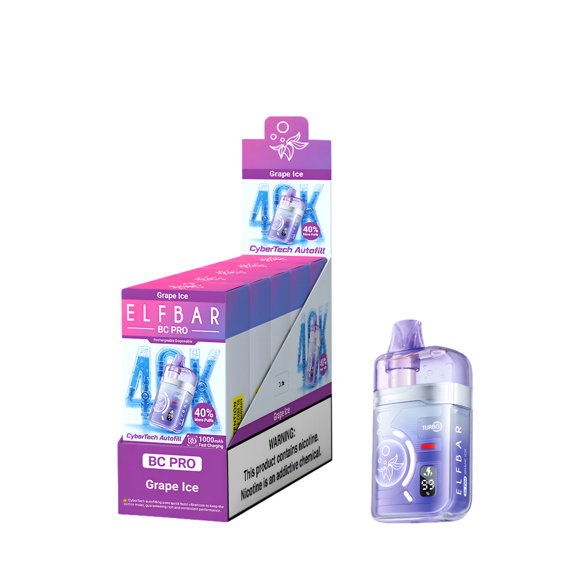 Elf Bar BC40000 Pro Grape Ice 5% – külső doboz