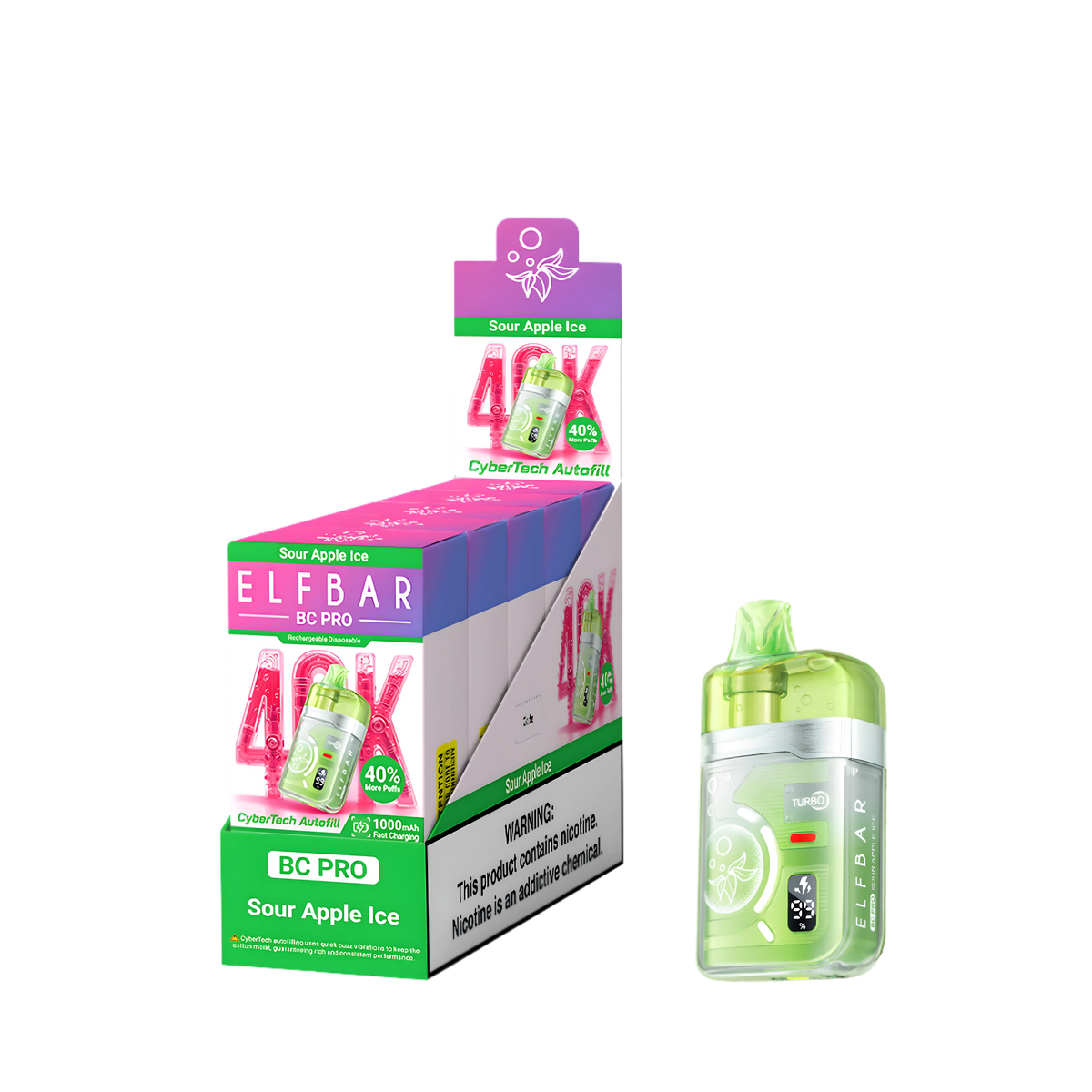 Elf Bar BC40000 Pro Sour Apple Ice 5% – külső doboz