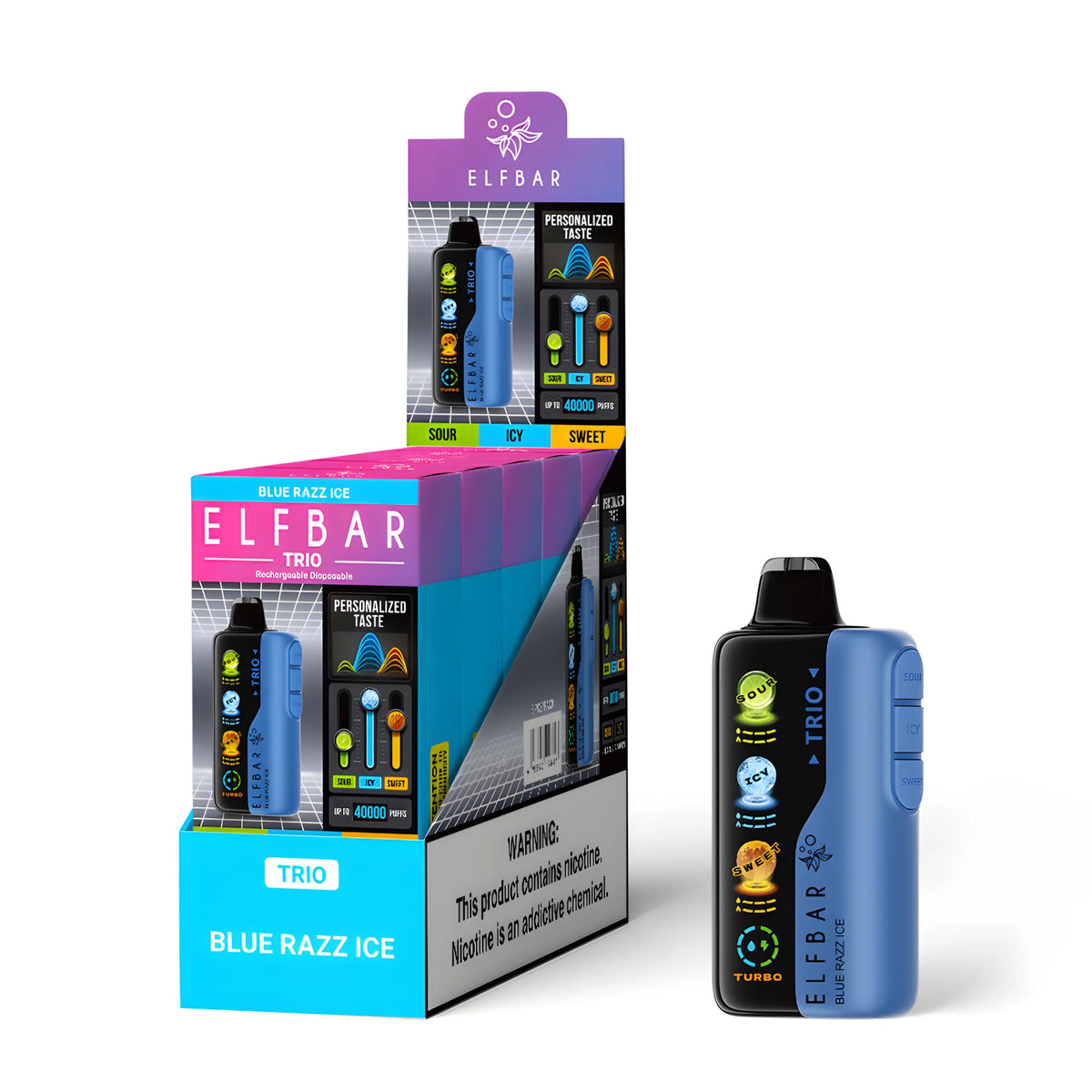 ELF BAR Trio 40000 Blue Razz Ice 5% nikotin – 10 darabos csomagolású doboz