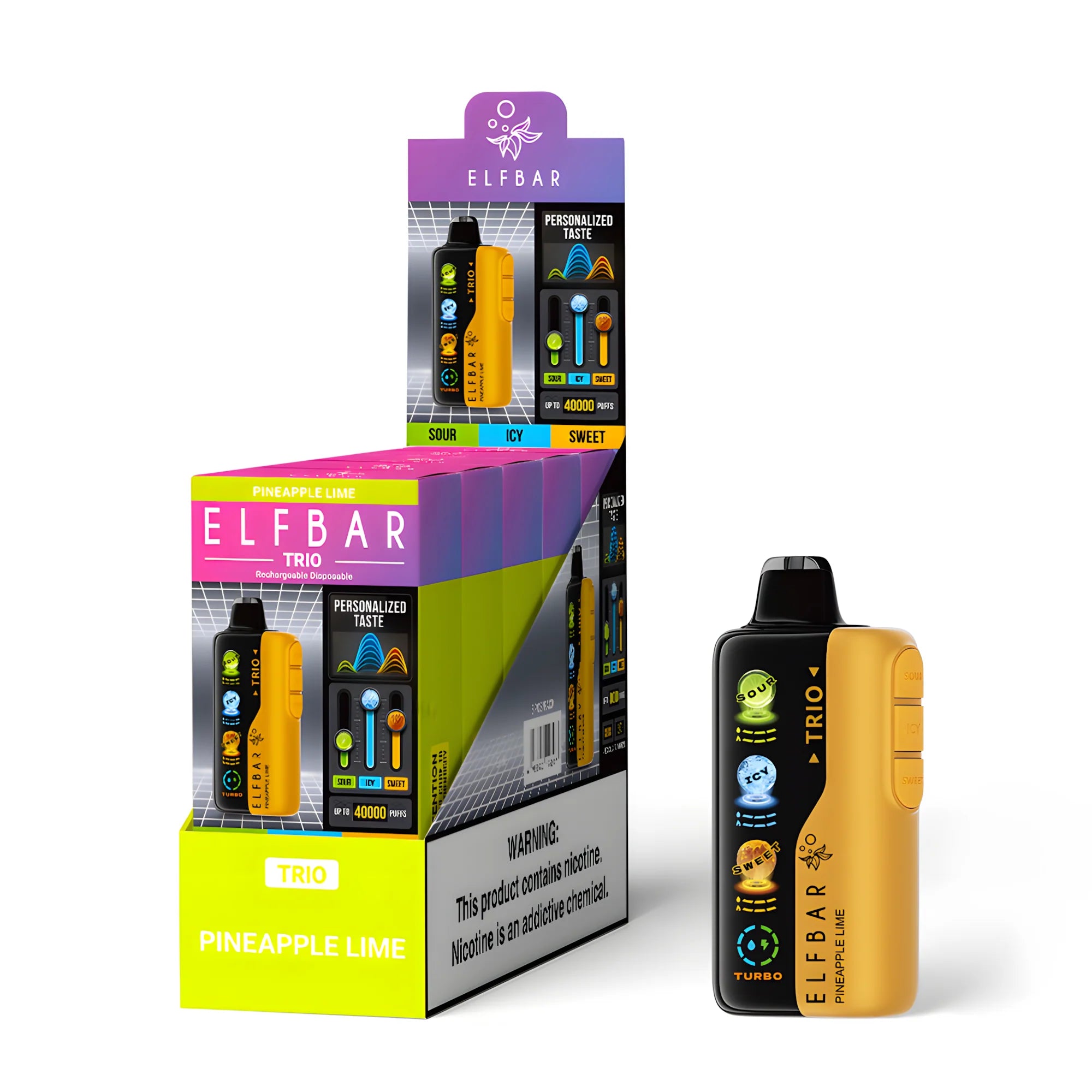 ELF BAR Trio 40000 Pineapple Lime 5% nikotin – 10 darabos csomagolású doboz
