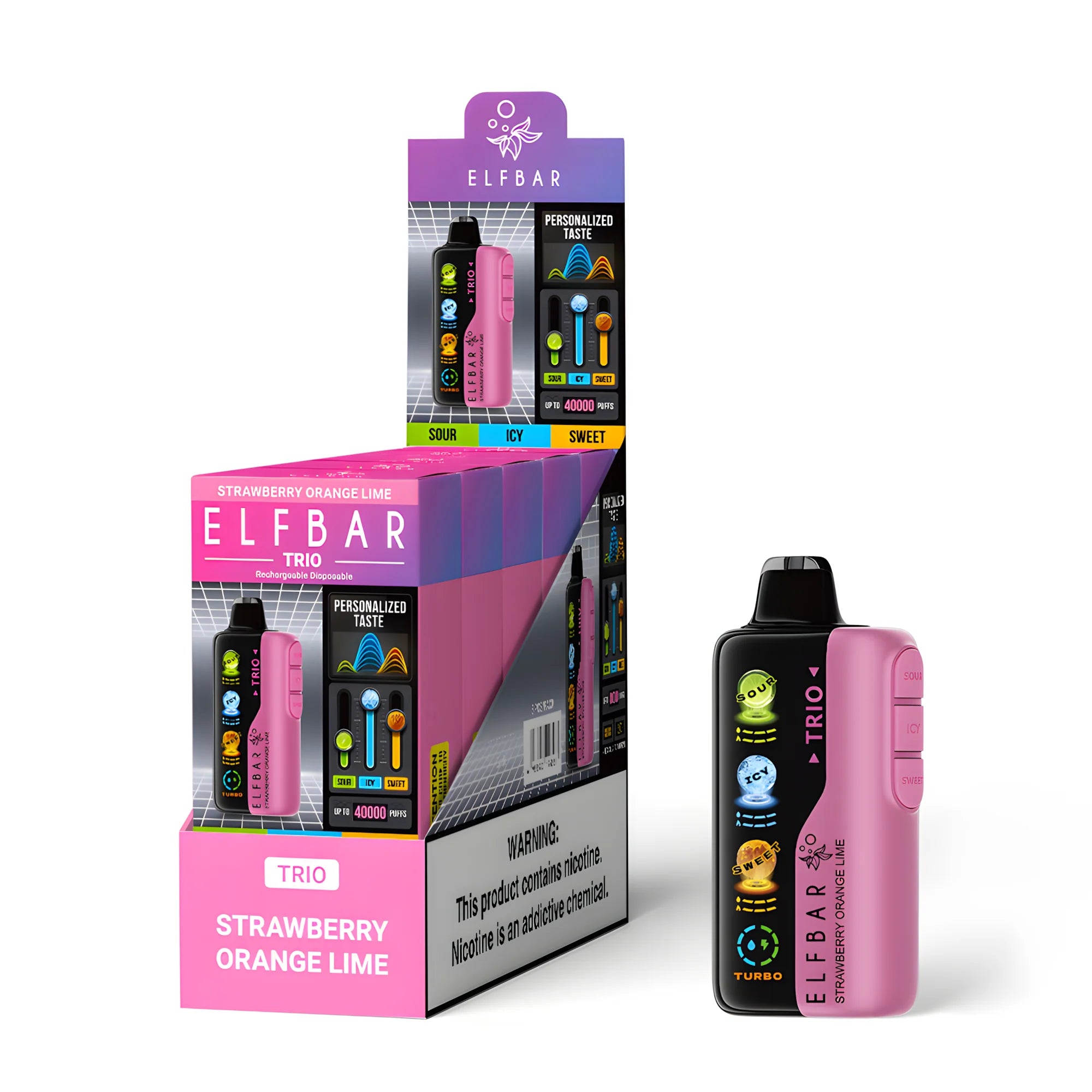 ELF BAR Trio 40000 Strawberry Orange Lime 5% nikotin – 10 darabos csomagolású doboz