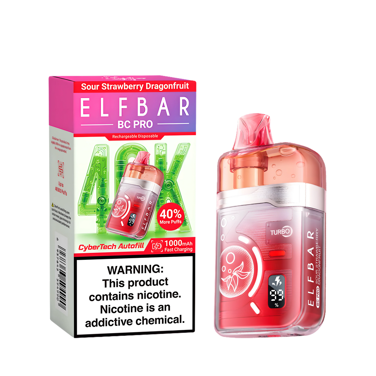 Elf Bar BC40000 Pro Sour Strawberry Dragonfruit 5% – termékkép