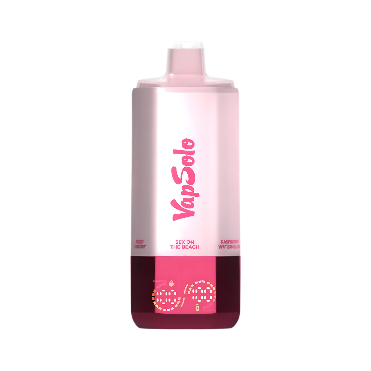 VAPSOLO SIXER SEX ON THE BEACH & RASPBERRY WATERMELON & HAPPY RANCH & LEMON PEACH & PINK LEMONADE & FIZZY CHERRY 5% RECHARGEABLE