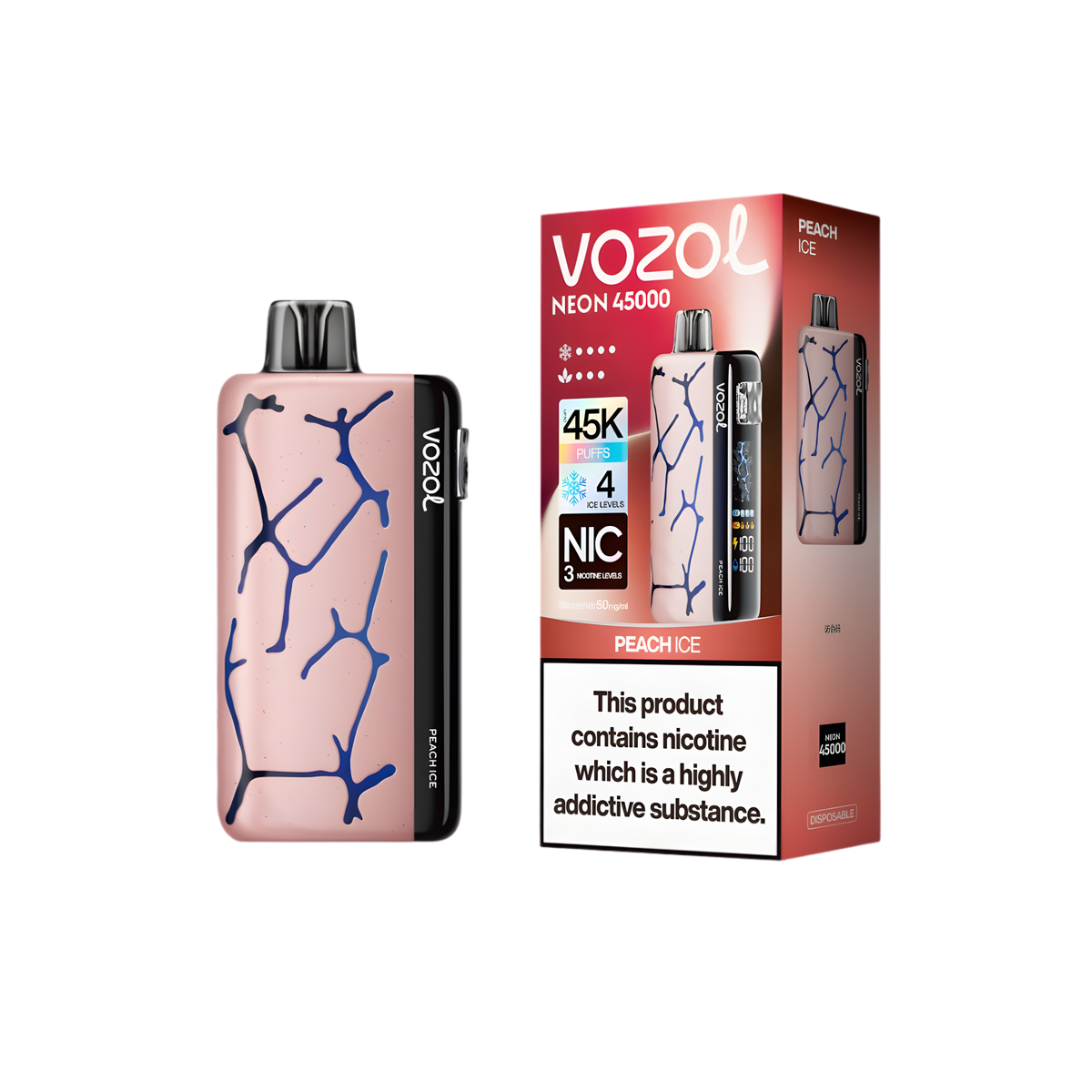 VOZOL NEON 45000 PEACH ICE 5%